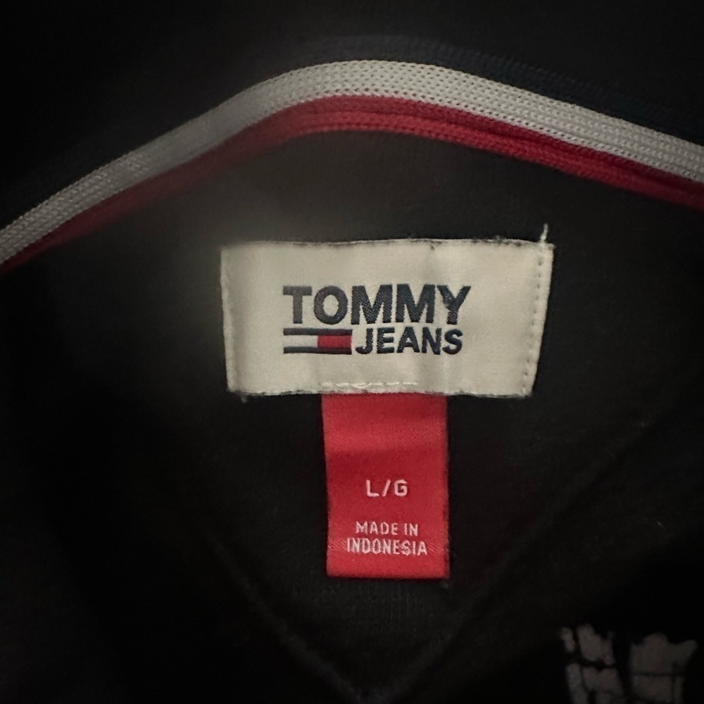 Women’s used L large size Tommy Jeans retro quarter zip pullover black - Picture 4 of 5